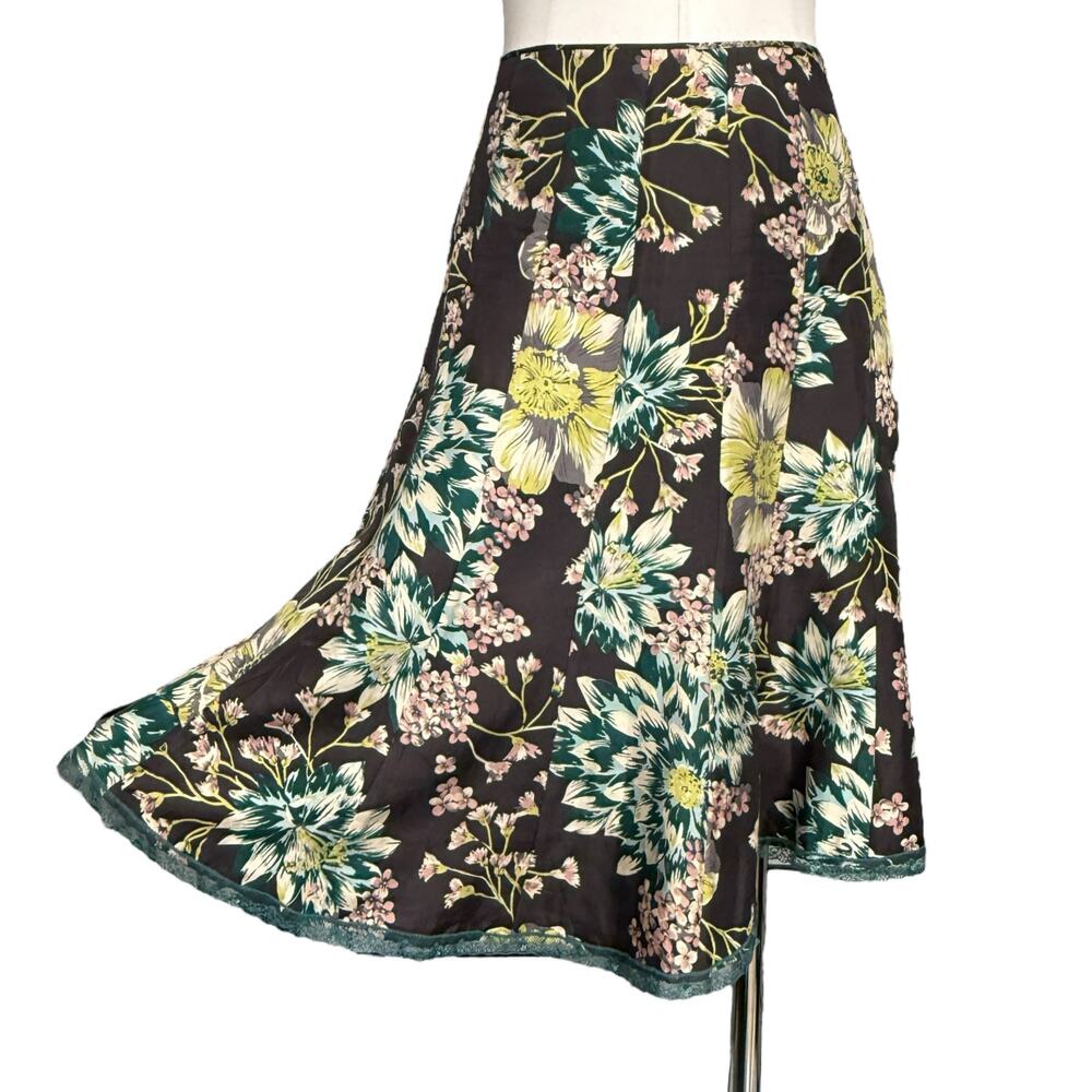 Massimo Dutti Silk Floral Skirt French 36/26 Small Knee Length Whimsigoth Euro